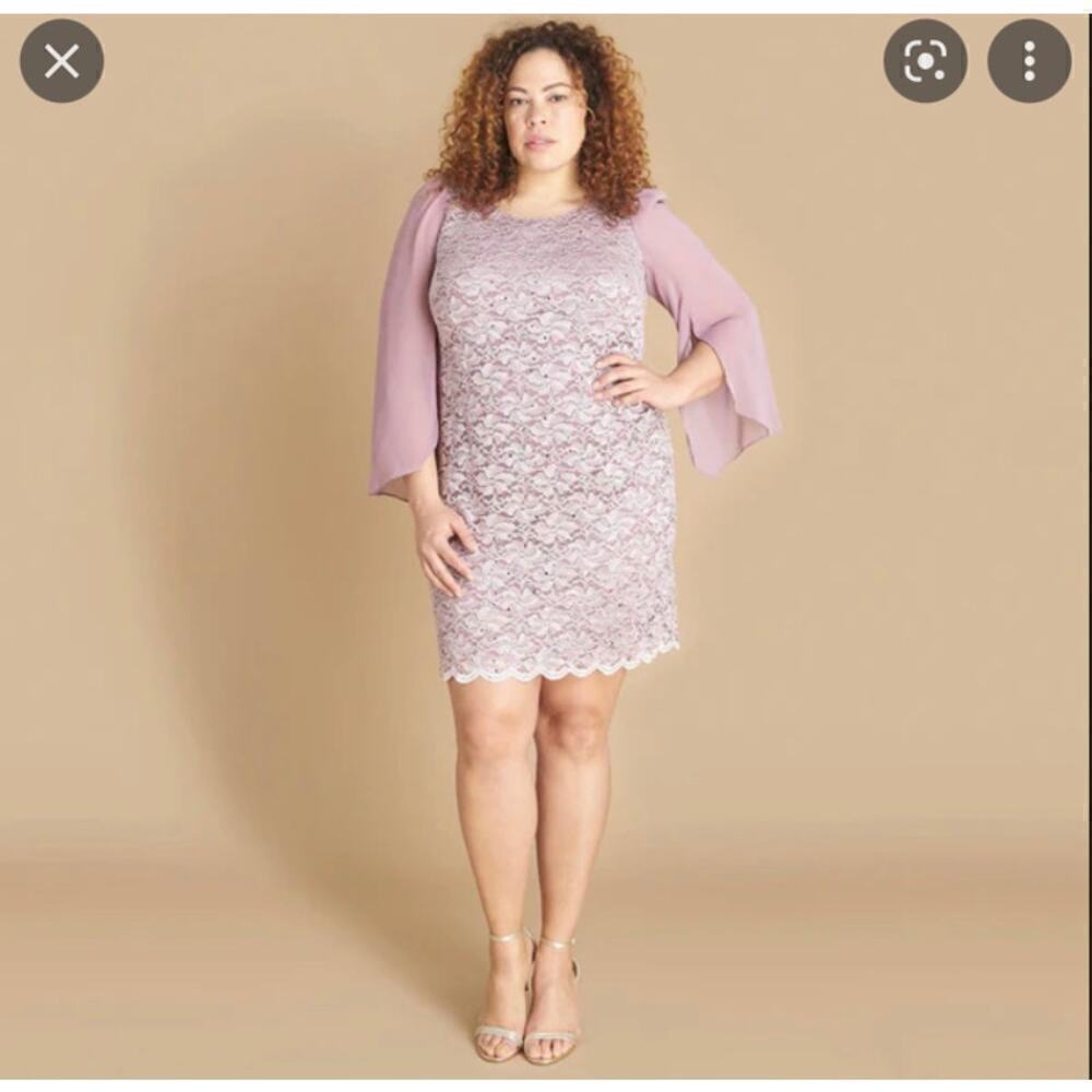 NWT Connected Apparel STEVIE TAUPE CHEVRON LACE SHEATH DRESS 4